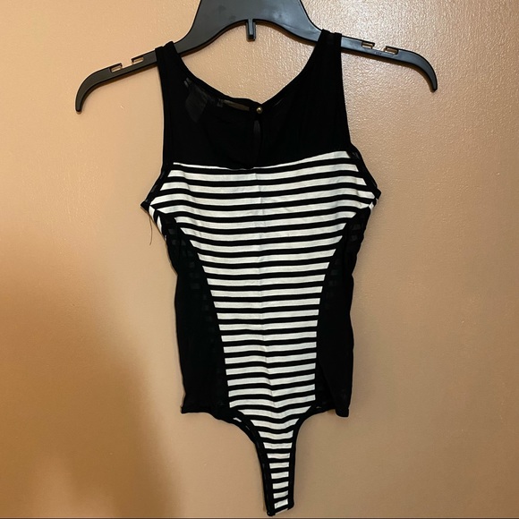 Striped Black and White Bodysuit - Picture 2 of 3
